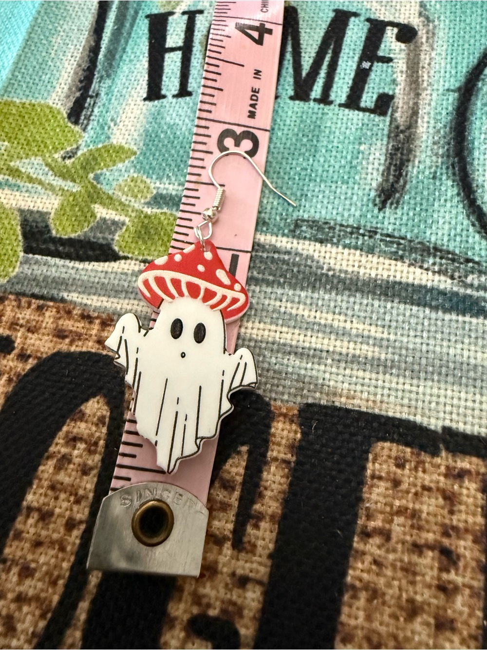 Ghost π» Mushroom π Dangle Earrings - Picture 3 of 3